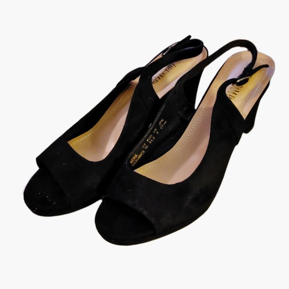 WOMEN'S SEXY 3" HEEL PEEP TOE SLINGBACK PUMPS BLACK SUEDE DREAM PAIRS SIZE 10 - Picture 9 of 9